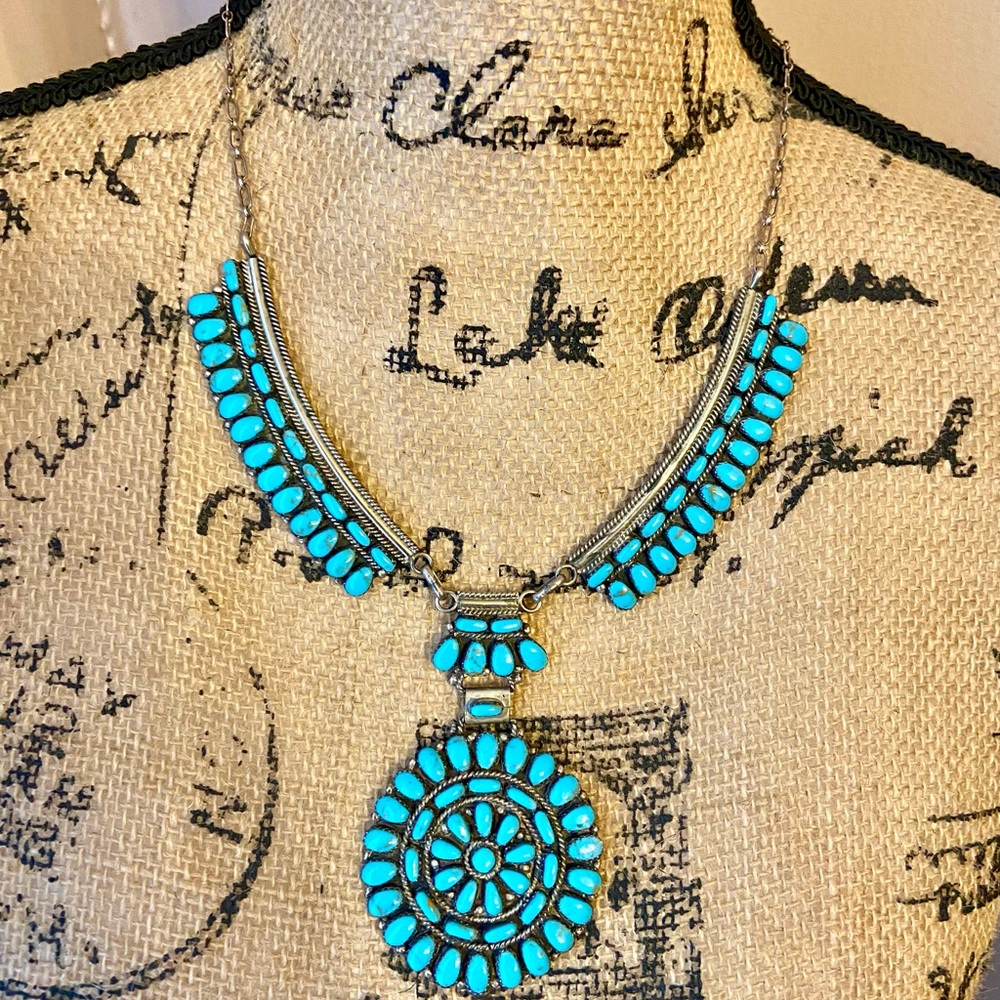 Turquoise Native American collar necklace
